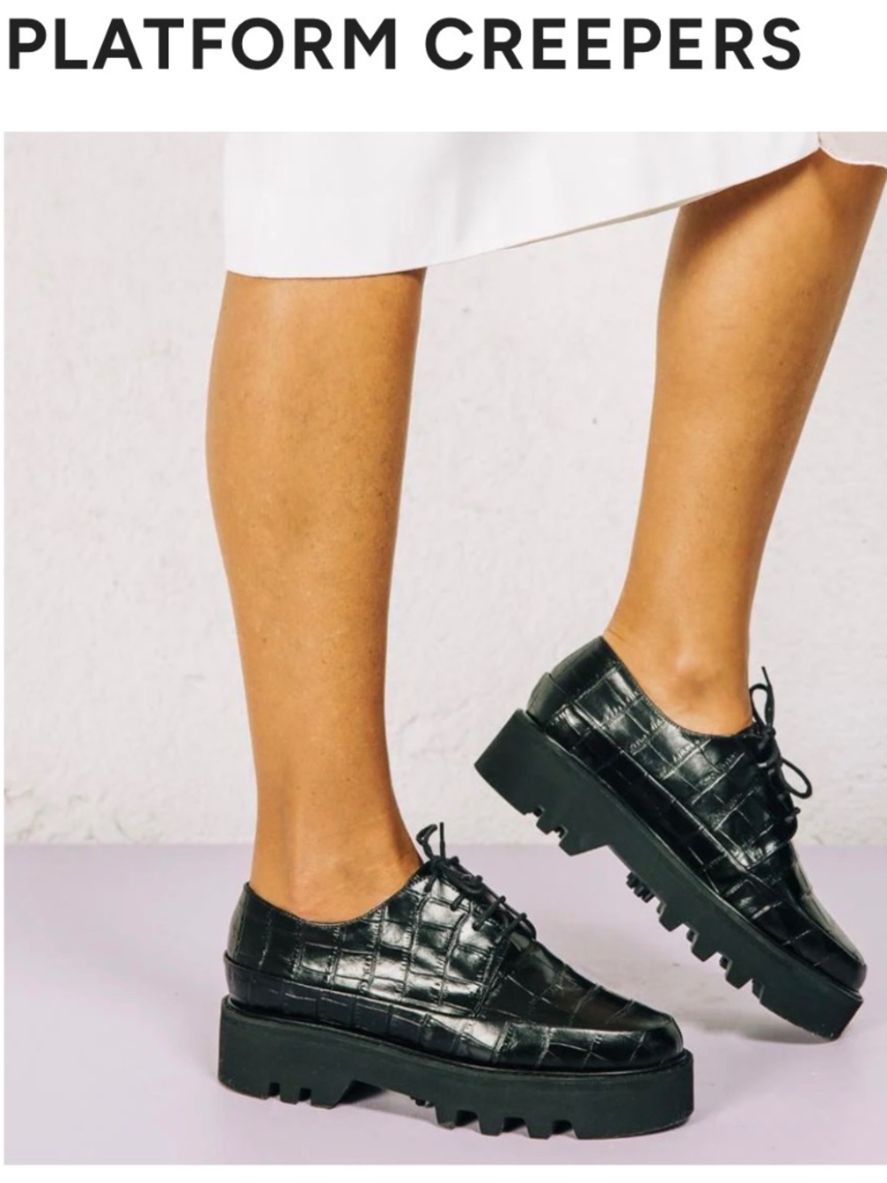 UNREAL  FIELDS STEP UP BLACK PLATFORM CREEPERS CROCODILE -EMBOSSED 39/8.5USA NEW